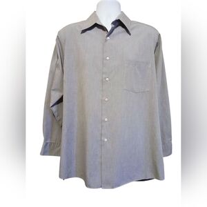 Grey VanHeusen Large Mens Long Sleeved Dress Shirt 16 32/33